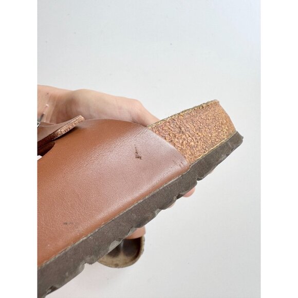BIRKENSTOCK Florida Habana Brown Leather Triple Strap Slides Sandals, Size 37 - Picture 6 of 16